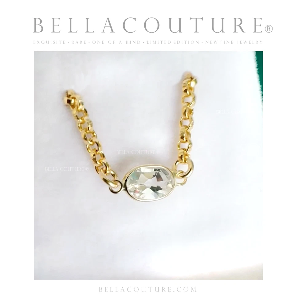 $399BC®NUEVO ANILLO DE CADENA CORTE ROSA VICTORIANO TOPACIO BLANCO ORO AMARILLO 14K DE COLECCIÓN 6 7 8 9 Foto 4 de 4