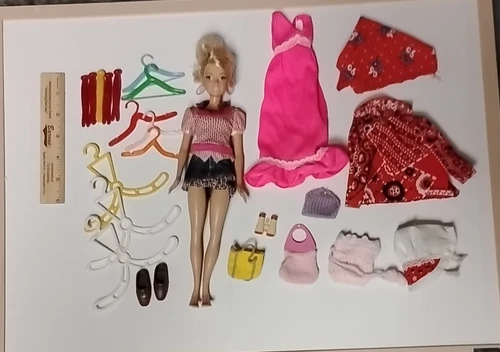 Vintage Barbie 2006 and accessories lot. Hot pink night gown, binoculars, bag