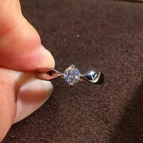 Anillo De Oro De 18 Quilates Para Mujer, Diamante Natural De 1 Quilate Joyería - Picture 5 of 11