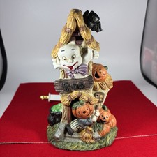 Vintage Halloween Illuminated Lighted Ceramic Village House Ghost Pumpkins WORKS