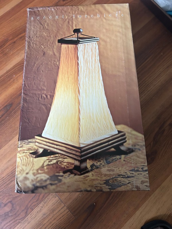 Fabric Torchiere Art Deco Table / Accent Lamp 14 inches Bronze Finish Vintage