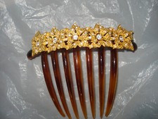 Kirks Folly Tortie Style Vintage Hair Comb Crystals made in France