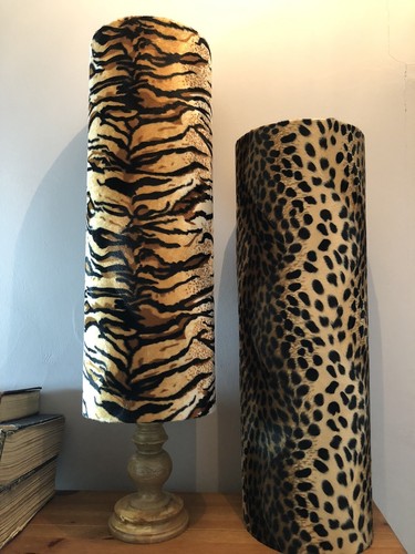 59cm Tall Leopard/Tiger/Zebra/Reptile Print Drum Lampshade Various Widths - 第 1/4 張圖片