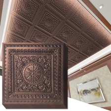Art3d 24x24PVC Drop Ceiling Tiles, Glue up Ceiling Tiles in Antique Copper