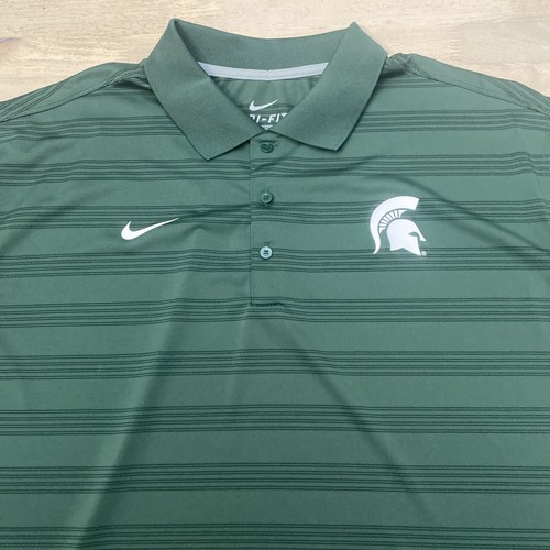 Nike Dri Fit Michigan State Spartans Kurzarm Poloshirt Herren 2XL Grün