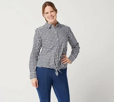 Isaac Mizrahi Live! Button Front Gingham Shirt  - more color a355274 