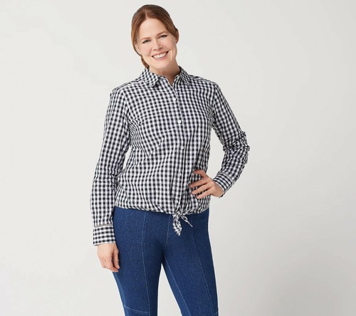 Isaac Mizrahi Live! Button Front Gingham Shirt  - more color a355274  - Picture 1 of 6