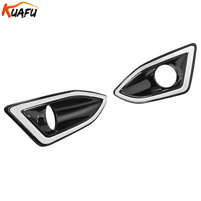 KUAFU Pair Black Fog Light Bezels Cover For Ford Edge 2015-2018 Left & Right New