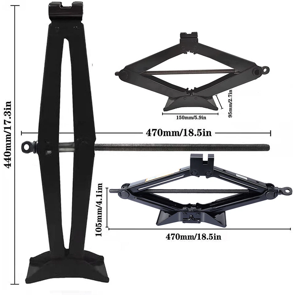 Soportes de gato de tijera de cuerda de 2 toneladas para auto automóvil SUV furgoneta mango de velocidad Foto 4 de 4