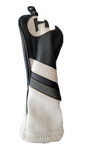 Copricapo da golf stile vintage Majek testa ibrida in velluto bianco e nero - Foto 2 di 8