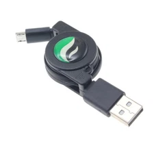 RETRACTABLE MICRO USB CABLE CHARGER CORD SYNC POWER WIRE BLACK For CELL PHONES