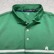 RLX Ralph Lauren Golf Polo Shirt Men Medium Green Striped Performance Stretch SS