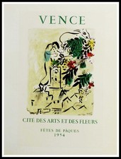 Marc CHAGALL : Vence cité des arts et des fleurs, lithographie signée 1959
