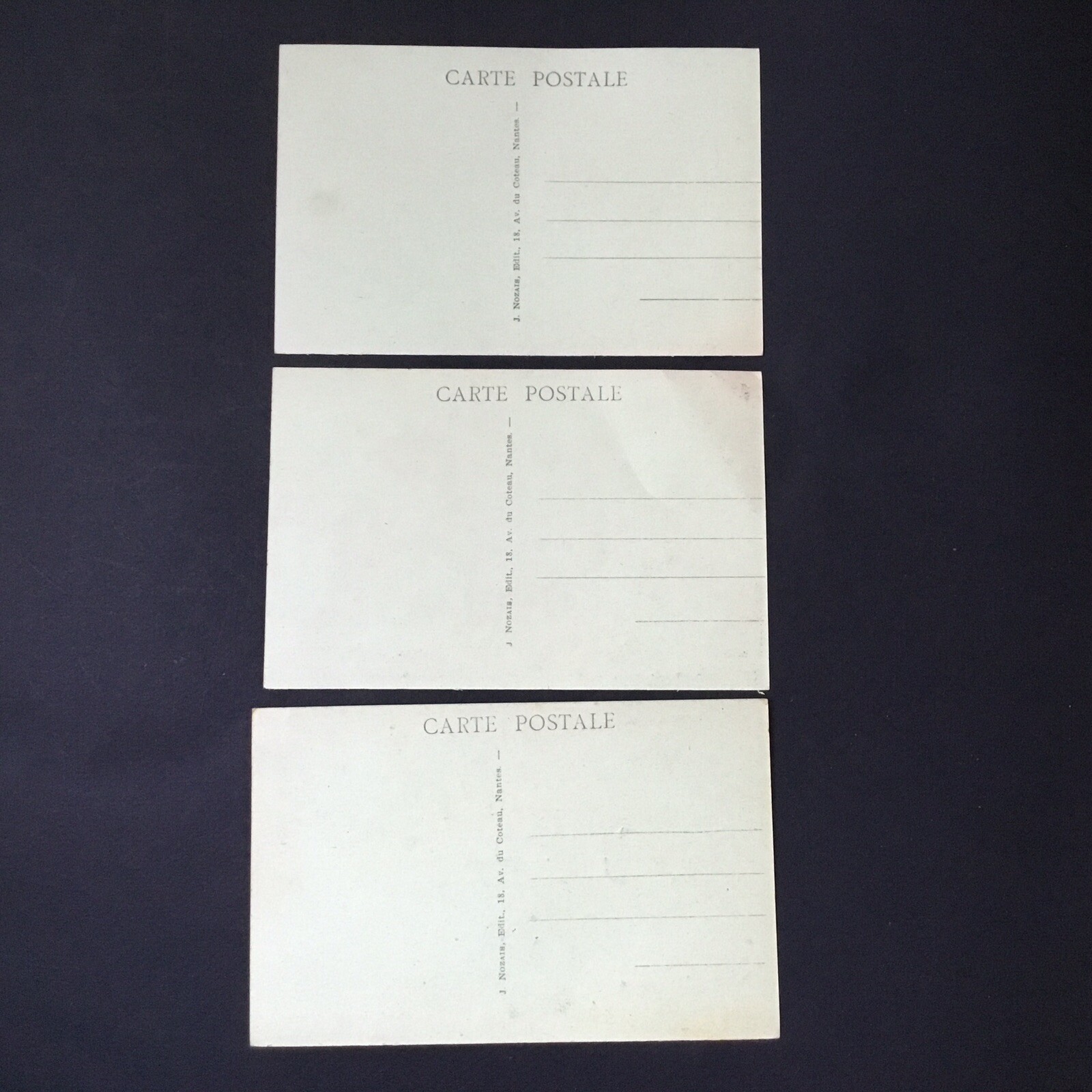 3 postcards Nantes WHITE BUTTER departure restaurant aperitif meal postcard series