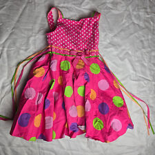 RARE EDITIONS PINK POLKA DOTTED KIDS PARTY DRESS SIZE 6 EASTER SPRING SUMMER