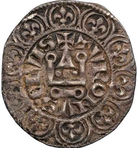 FRANCE 1285 AD King Philip IV NGC AU 58 Rare Var Denier Medieval Coin CROSS D246