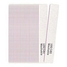 24 Pack Nail Files, 100/180 Grit Double Sides Professional Reusable Washable
