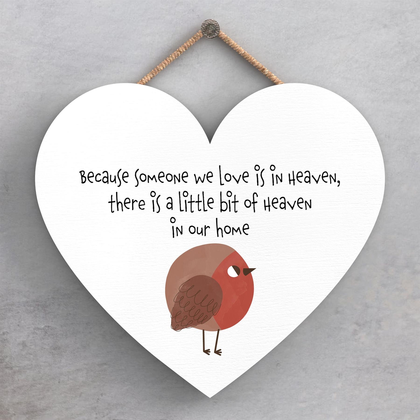 Someone We Love Heaven Robin Themed Heart Shaped Sentimental Remembrance Plaque