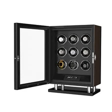 Automatic 9 Watch Winder Display Box Fingerprint RGB LED LCD Remote Control Gift