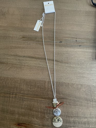 Collar muñeco de nieve Howard's plata y latón, NUEVO, longitud de cadena 12 pulgadas - 14 in. - Imagen 2 de 6