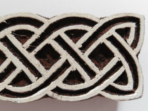 Celtic Knot Border Hand Carved Indian Wood Printing Block Stamp 10 x 3.5cm - Bild 3 von 3