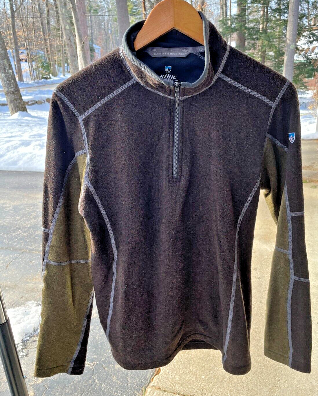 Kuhl Kashmira Men's S Fleece Blend Brown 1/4 Zip Pullover Sweater Barely Worn