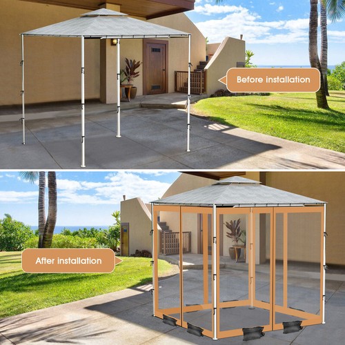 Gazebo Universal Replacement Mosquito Netting 4-Panel Netting Walls W/ Sandbags - Picture 17 of 46