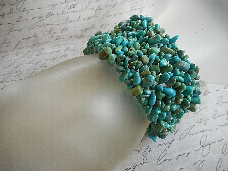 Pulsera elástica Whitney Kelly pulida turquesa guijarro 36AR1 Foto 2 de 4