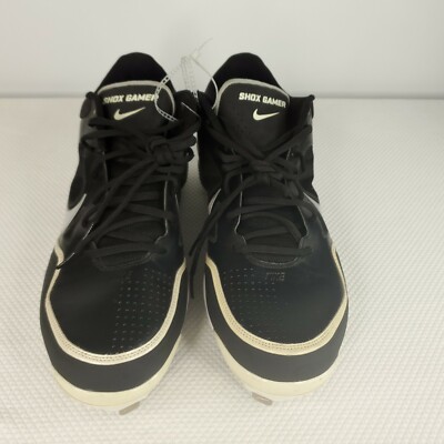 New Nike Shox Gamer Baseball Cleats Metal Blk/Wte/Slvr 467984 011 Size 15 New Nike Shox Gamer Baseball Cleats Metal Black 467984 011  main image 2