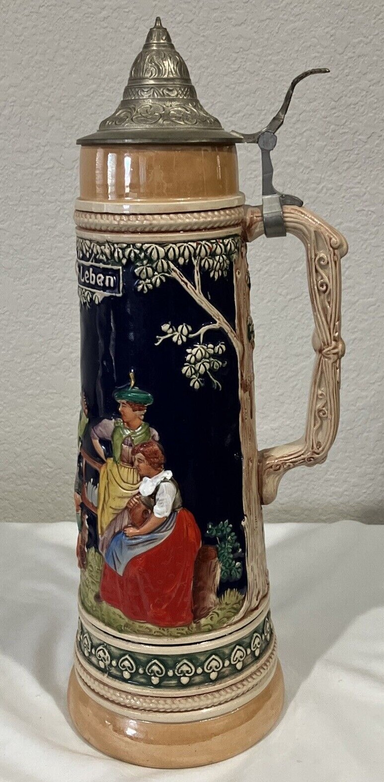 Vintage GERZ SEIT 1862 Germany Beer Stein / Marked DBGM on Lid & 2L