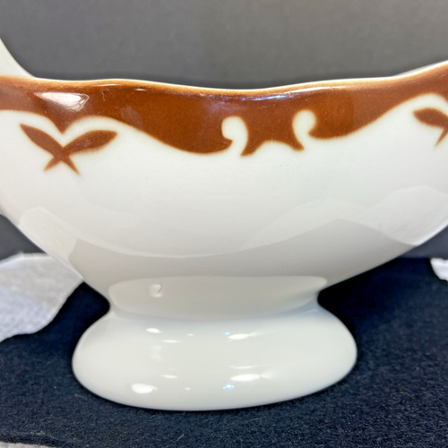 Restaurant Ware Gravy Boat Brown Wave Jackson China Falls Creek , Pa. Vintage - Picture 10 of 15