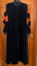 VTG david brown California black Velour Hostess Dress House Robe 1970s Small USA
