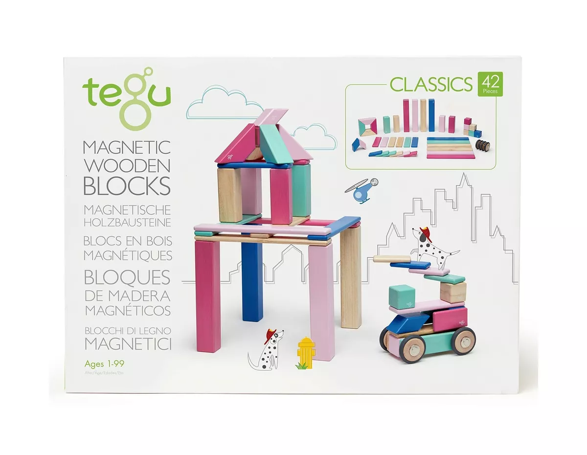 42 Piece Tegu Magnetic Wooden Block Set Blossom eBay