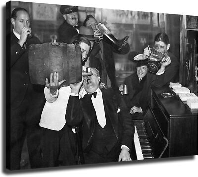 Beer Drinking Bar End of Prohibition Alcohol Bars Black and White Poster