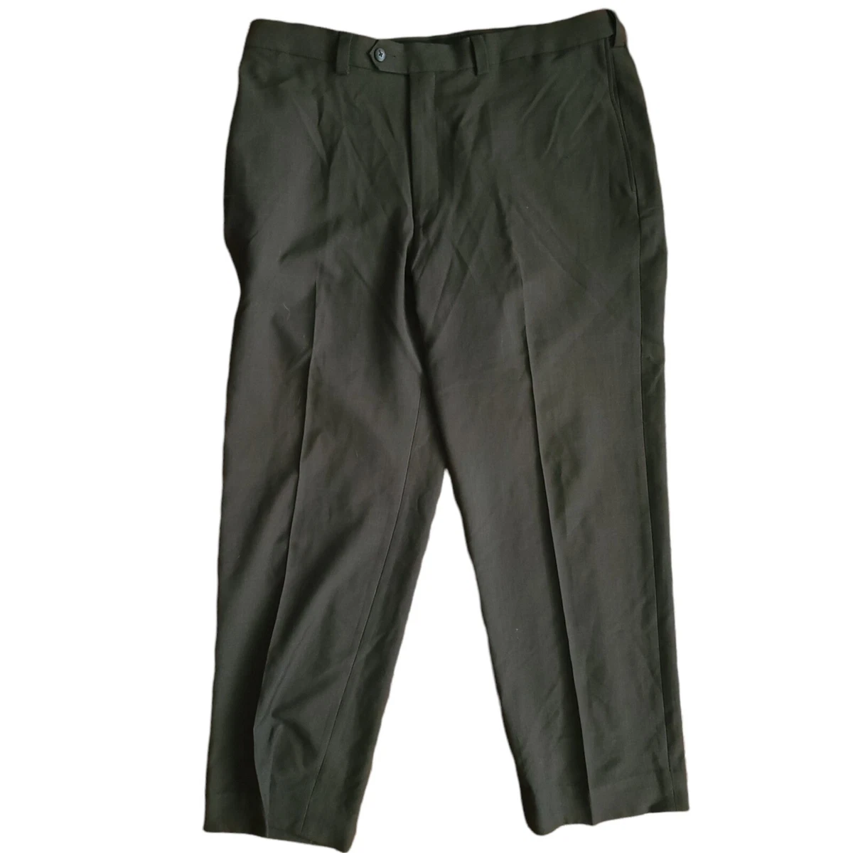 Mens Gray Brown Dress Pants Slacks Trousers Flat Front Uncuffed Haggar Size 38