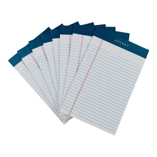 8 Notepads Tops Docket 5" x 8" Jr Legal Rule White Notepads 50 Sheets/Pad