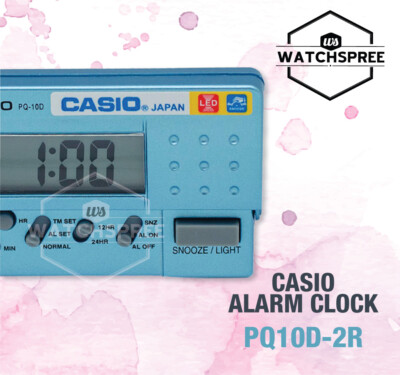 Casio Top Quality LCD Alarm Clock Blue Pq-10d Night Light Travel 