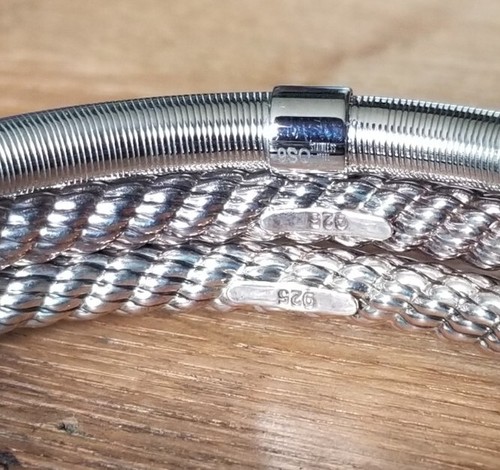 Set of 3 Ross Simon 2 Sterling silver & 1 Stainless Swirl Puffy bangle bracelets - Picture 11 of 12