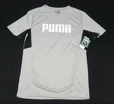 Puma Boys Youth Sports GrayT-shirt Polyester short sleeve print logo size XLarge