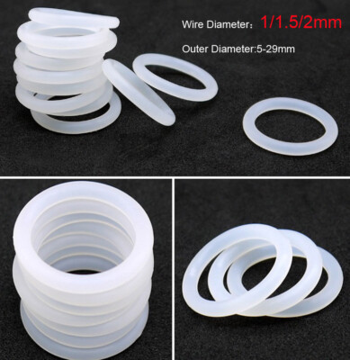 White Silicone Rubber O-ring Outer Diameter 5 - 29mm Cross Section 1mm 1.5mm 2mm