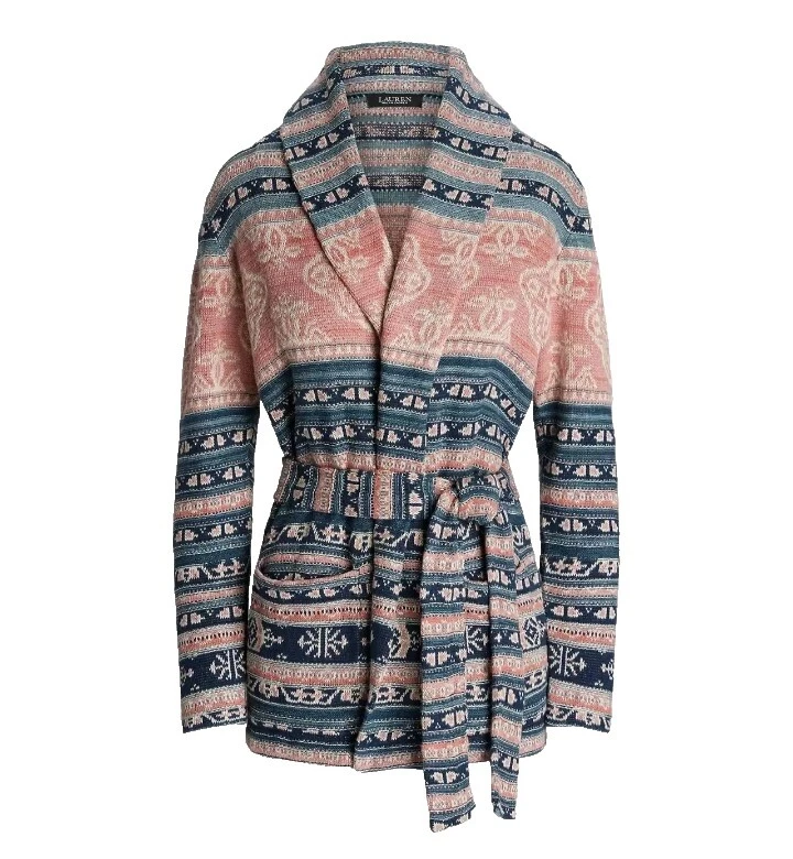 Geometric Linen Cardigan Sweaters for Women