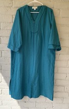 VTG Miss Elaine PL Turquoise Blue Prairie Nightgown Cottagecore Gown