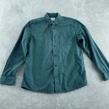 L.L.Bean Mens Fitted Green Button-Down Shirt 100 Cotton Size L-Regular a0934