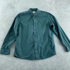L.L.Bean Mens  Fitted Green Button-Down Shirt 100% Cotton  Size L-Regular a0934
