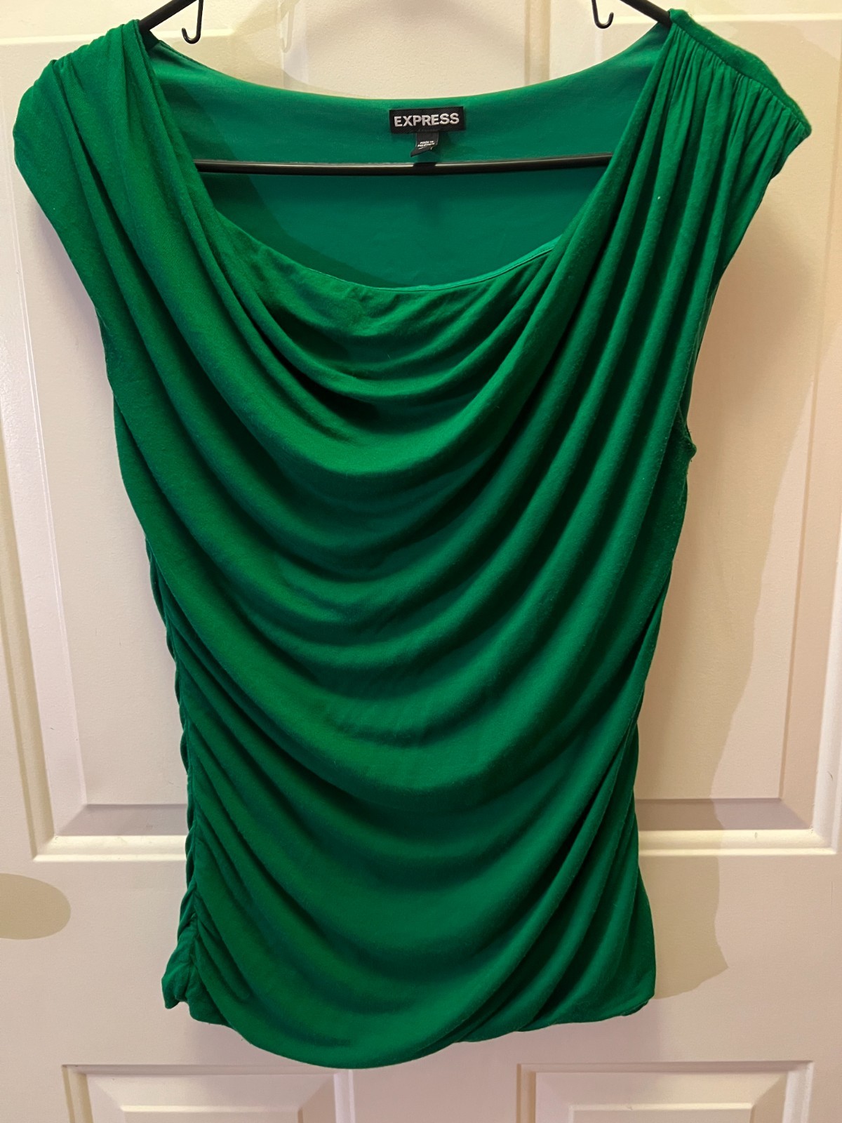 Express Vibrant Green Drape Blouse - image 1