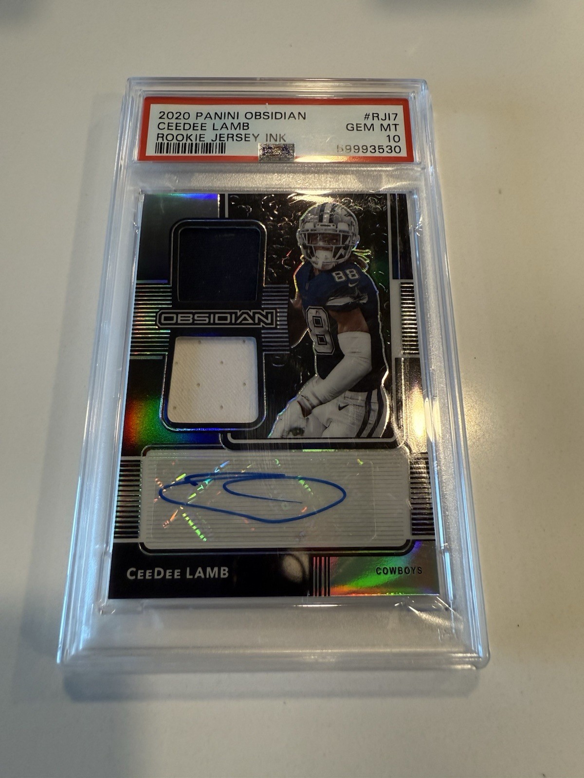 CeeDee Lamb Panini Obsidian Rookie Jersey Ink #RJI7 Base