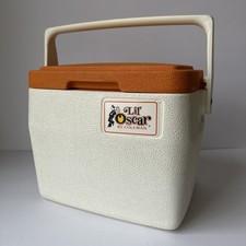 Vtg. Coleman Lil' Oscar 5272 Orange White Lock Lid Lunch Cooler Made in USA 1979