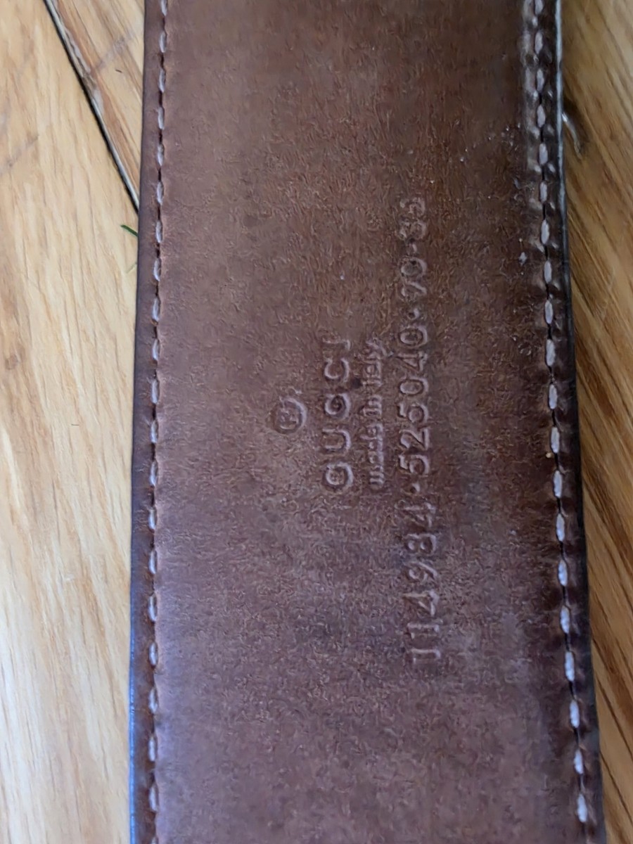 Gucci Brown Leather Belt Silver Buckle Model: 114984 525040 (size