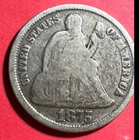 1875 US Seated LIBERTY SILVER Dime! "Philadelphia" Mint! VG! Old US Coin!