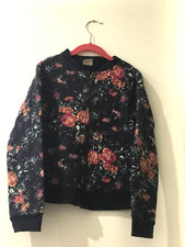 Zara Girls Dark Blue Zip Up Jacket With Pink and Orange Flowers Size 9-10